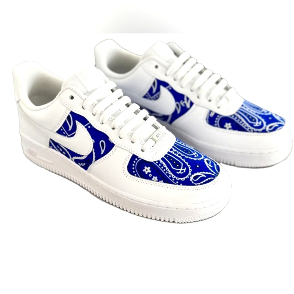 Nike Air force 1 custom blue bandana
